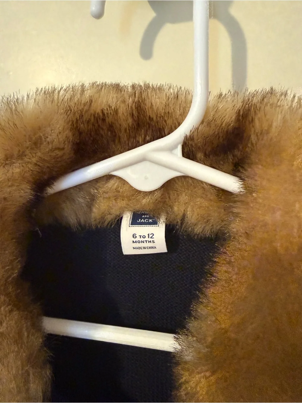 Janie and Jack Faux Fur Collar Cardigan Sweater | 6–12 Months | Navy Blue